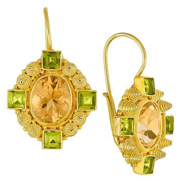 Queen Bess Citrine and Peridot Earrings