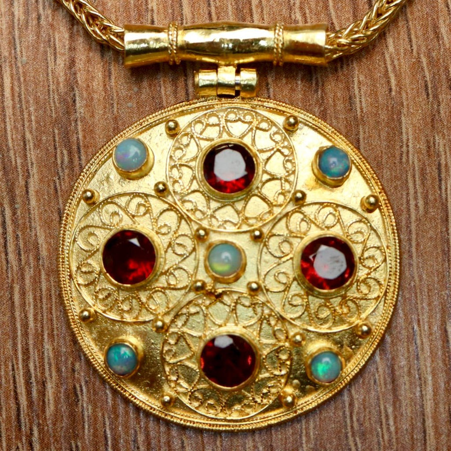 Opal Garnet Infinity Necklace - 14K White Gold |JewelsForMe