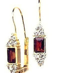 Regency 14k Gold, Garnet and Diamond Earrings