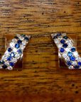 Ribbon 14k Gold, Sapphire and Diamond Earrings
