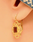 Rosette 14k Gold and Garnet Earrings