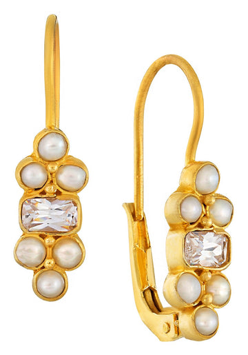 Royal Pavilion Cubic Zirconia and Pearl Earrings