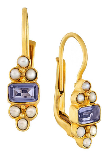 Royal Pavilion Iolite and Pearl Earrings