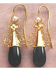 Salome 14k Gold, Onyx and Pearl Earrings