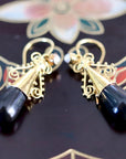 Salome 14k Gold, Onyx and Pearl Earrings