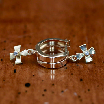 Santa Maria 14k Gold and Diamond Cross Earrings