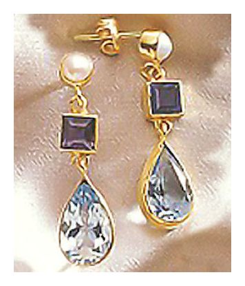 Sarah Siddons Blue Topaz, Iolite and Pearl Earrings