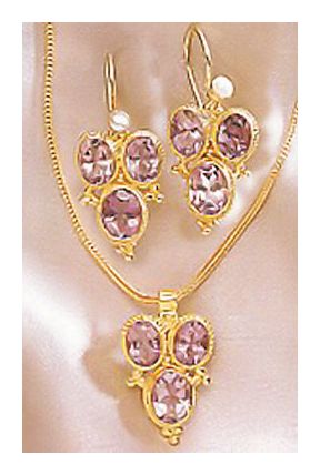 Set of Dorothea Brooke Amethyst Earrings and Necklace