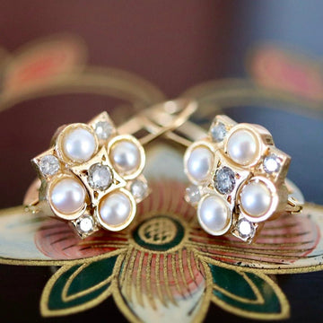 Somerset 14k Gold, Pearl and Diamond Earrings