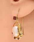 Sotherby 14k Gold, Pearl and Garnet Earrings