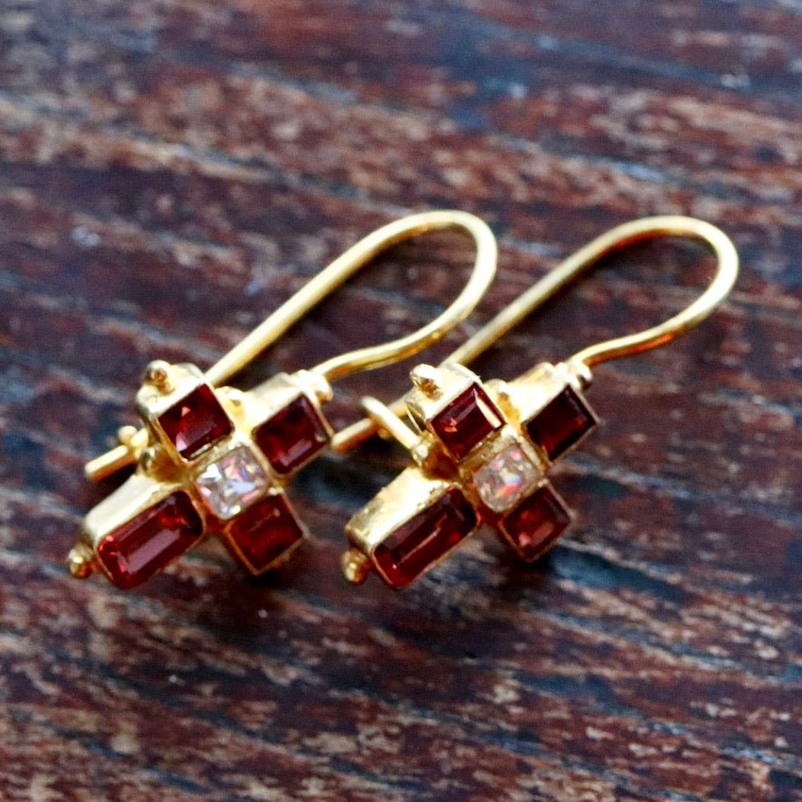 St. Albans Cross Garnet Earrings