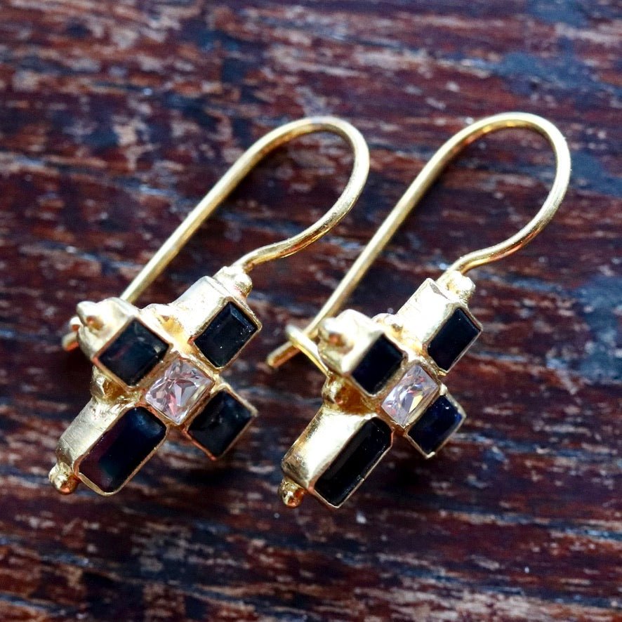 St. Albans Cross Sapphire Earrings