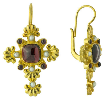St. Paul's Garnet Cross Earrings