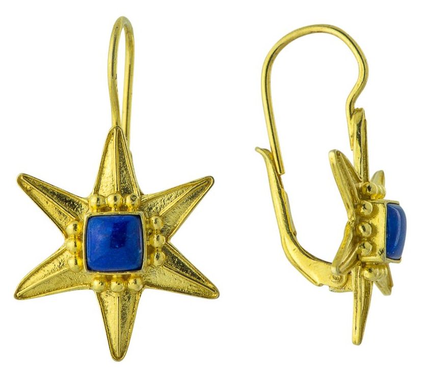Star of David 14k Gold and Lapis-lazuli Earrings