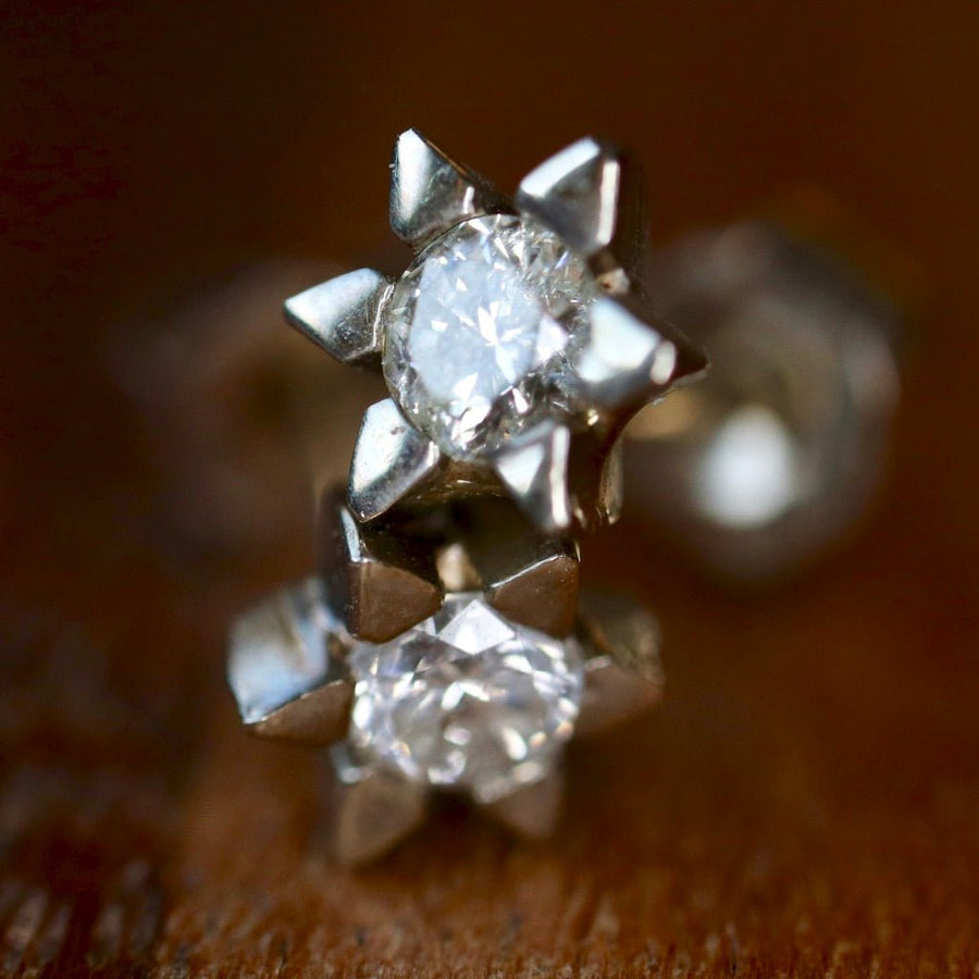 Starburst 14k White Gold and Diamond Earrings