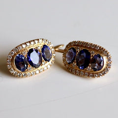 Stoplight 14k Gold and Iolite Drop Earrings