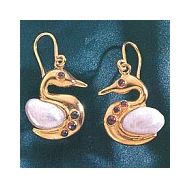 Swansea Cultured Pearl Garnet Swans Earrings