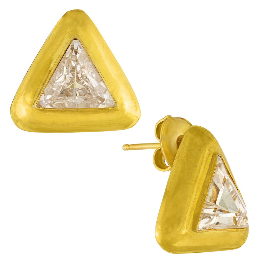 Tetrahedron Cubic Zirconia Earrings