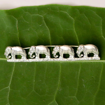 The Elephants Go Marching Silver Brooch
