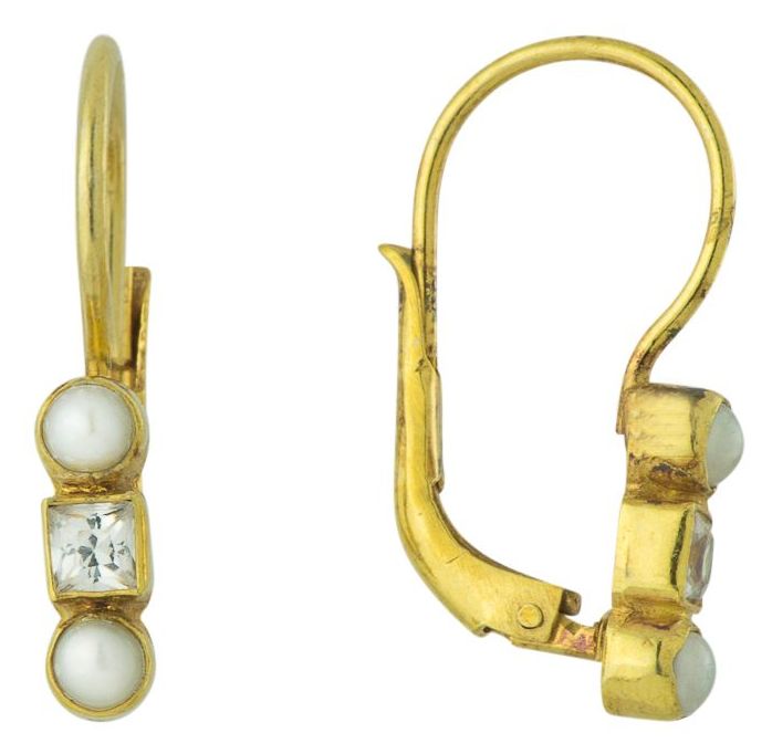 Thoroughly Modern Millie 14k Gold, Pearl and Zirconia Earrings