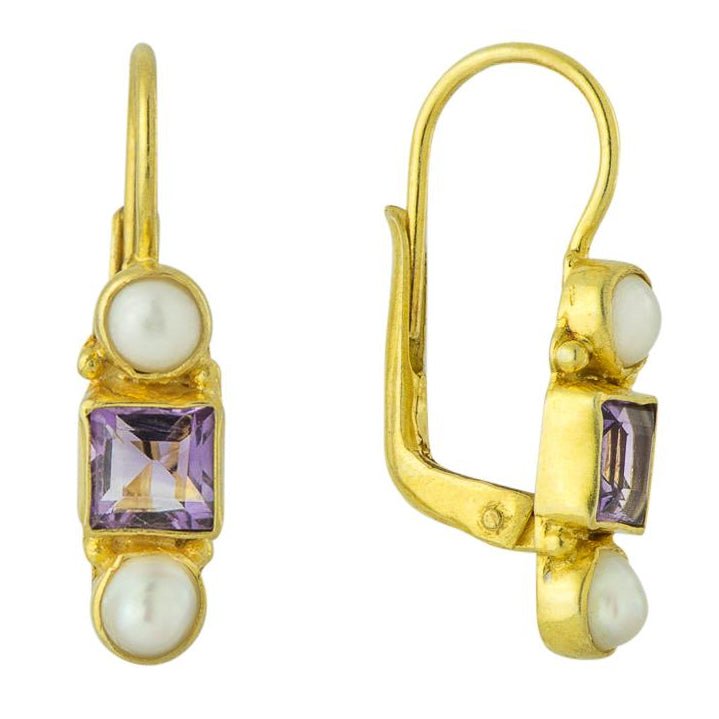 Thoroughly Modern Millie Amethyst and Pearl Earrings