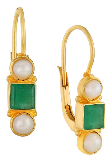 Thoroughly Modern Millie Emerald and Pearl Earrings