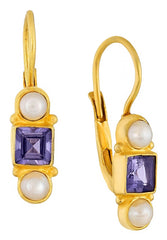 Thoroughly Modern Millie Iolite and Pearl Earrings