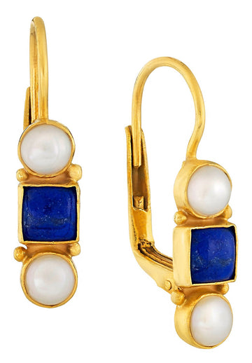 Thoroughly Modern Millie Lapis and Pearl Earrings