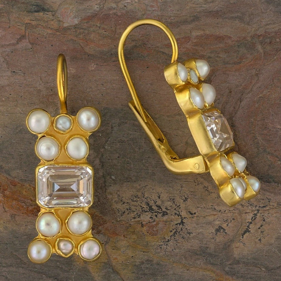 Troy Cubic Zirconia and Pearl Earrings