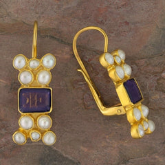 Troy Iolite and Pearl Earrings