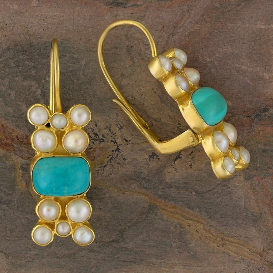 Troy Turquoise and Pearl Earrings