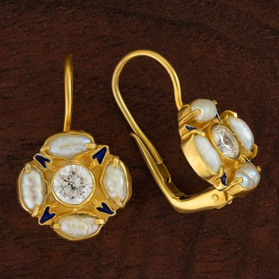 Tudor Cubic Zirconia and Pearl Earrings
