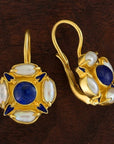 Tudor Lapis and Pearl Earrings