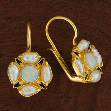 Tudor Opal and Pearl Earrings