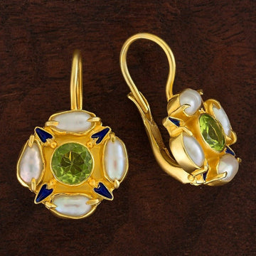 Tudor Peridot and Pearl Earrings