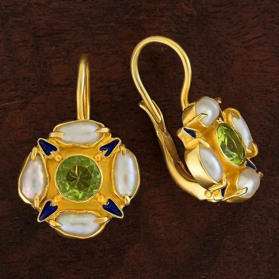Tudor Peridot and Pearl Earrings