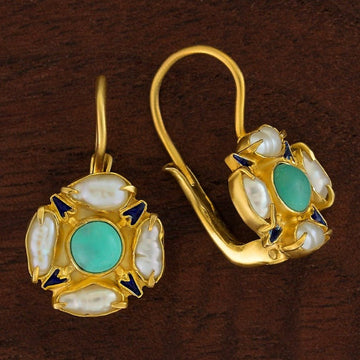 Tudor Turquoise and Pearl Earrings