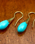 Turquoise Cornflower Bud Egyptian Earrings