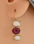 Twilight 14k Gold, Ruby and Pearl Earrings