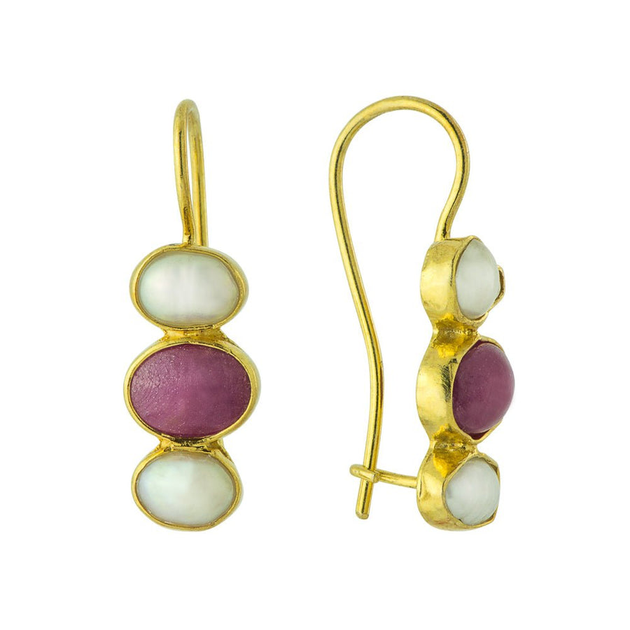 Twilight Ruby and Pearl Earrings