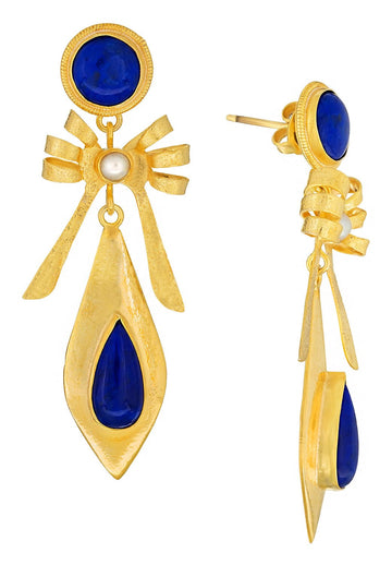 Vanity Fair Lapis Lazuli and Pearl Earrings