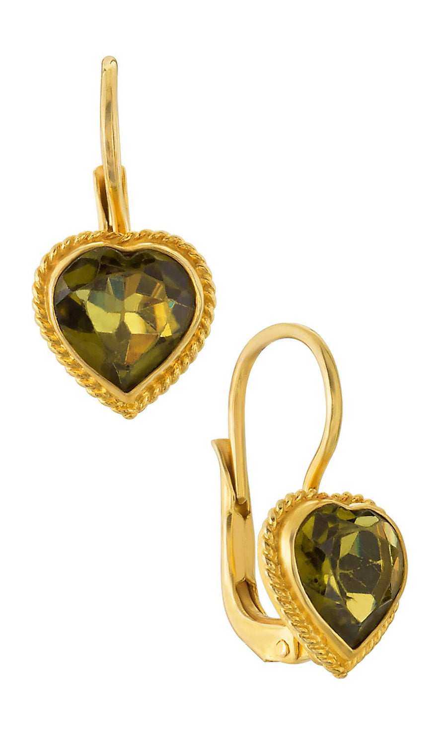 Victorian Heart Peridot Earrings