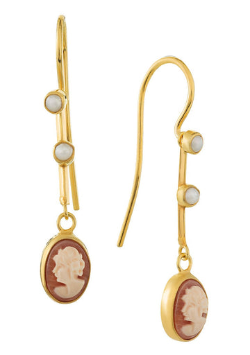 Victoriana Cameo and Pearl Earrings