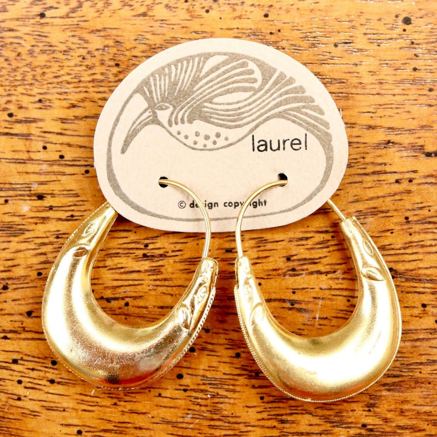 Vintage Laurel Burch Animal Head Gold-Plate Earrings