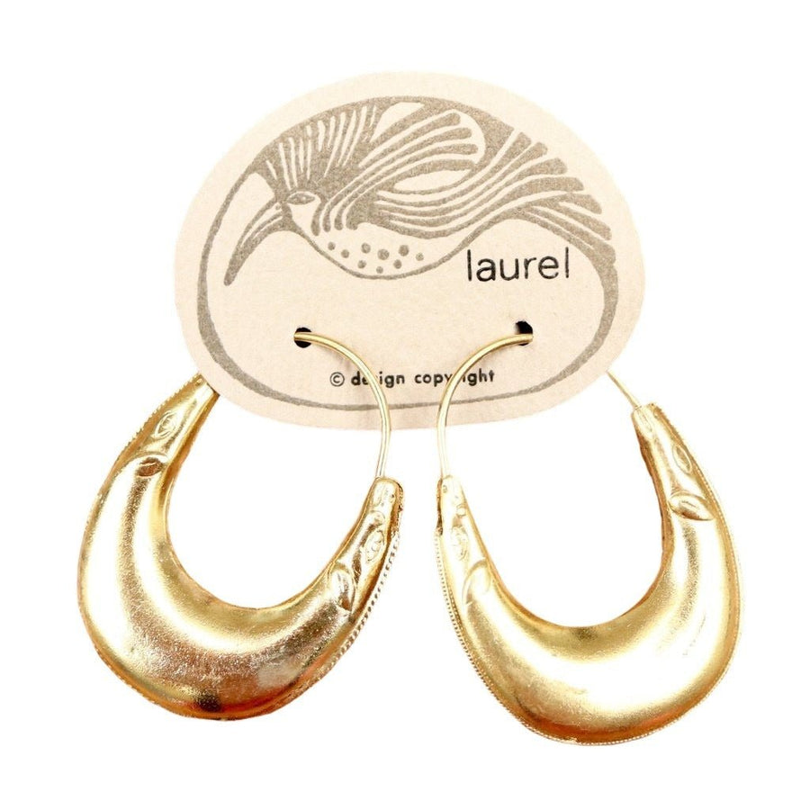 Vintage Laurel Burch Animal Head Gold-Plate Earrings
