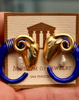 Vintage Laurel Burch Assyrian Ram's Head Gold-Vermeil Earrings