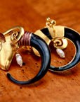 Vintage Laurel Burch Assyrian Ram's Head Gold-Vermeil Earrings