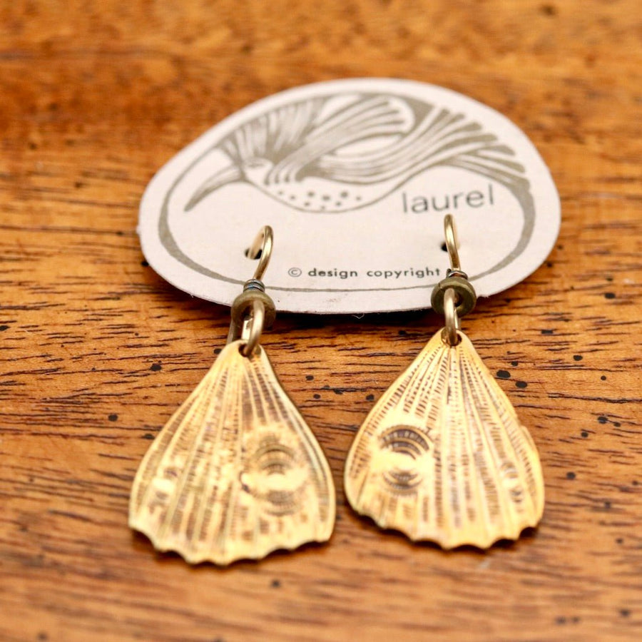 Vintage Laurel Burch Butterfly Wing Gold-Plate Earrings