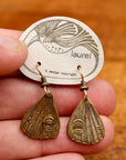 Vintage Laurel Burch Butterfly Wing Gold-Plate Earrings