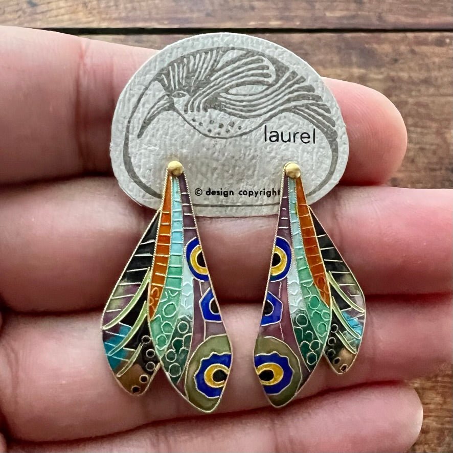 Vintage Laurel Burch Butterfly Wing Gold-Vermeil Earrings
